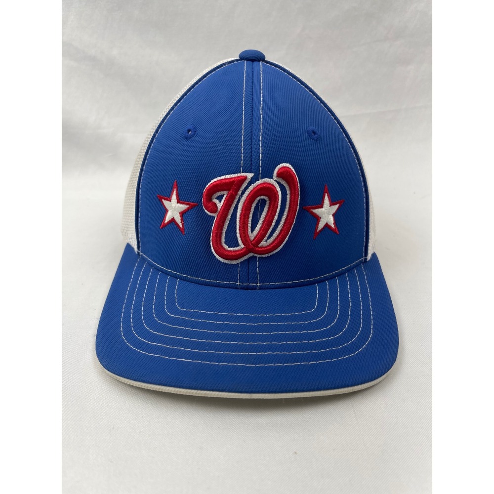 Pacific Headwear Washington Nationals Trucker Hat Kids Blue White Mesh Baseball